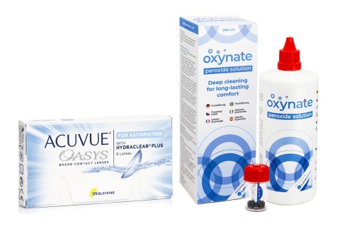 Acuvue Oasys for Astigmatism (6 Linsen) + Oxynate Peroxide 380 ml mit Behälter