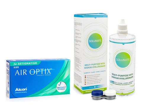 Air Optix for Astigmatism (3 Linsen) + Solunate Multi-Purpose 400 ml mit Behälter