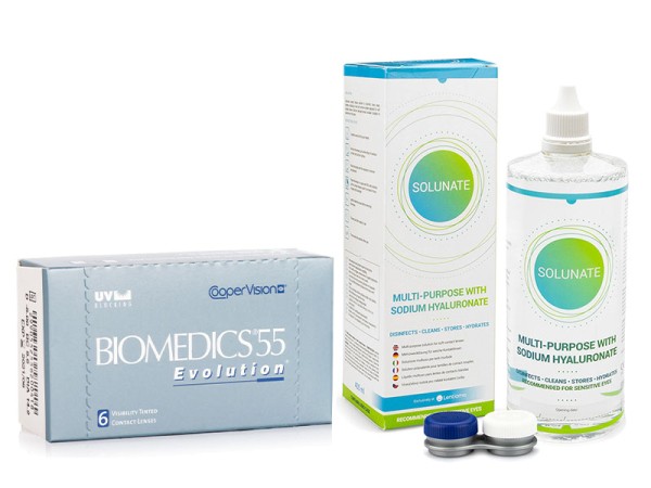 Biomedics 55 Evolution (6 Linsen) + Solunate Multi-Purpose 400 ml mit Behälter