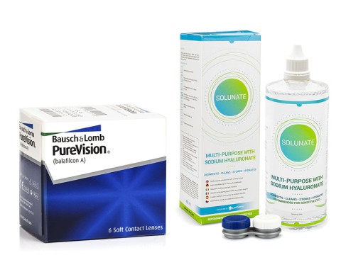 PureVision (6 Linsen) + Solunate Multi-Purpose 400 ml mit Behälter